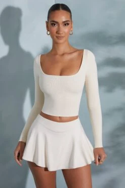Rounded Square Neck Long Sleeve Top In Ivory 22 Rounded Square Neck Long Sleeve Top In Ivory -Sway Line Zone 6189 7317 9 Mia White Rounded Square Neck Long Sleeve Top Skort 05f73ad7 e005 4a16 8aab 25df4e03411d