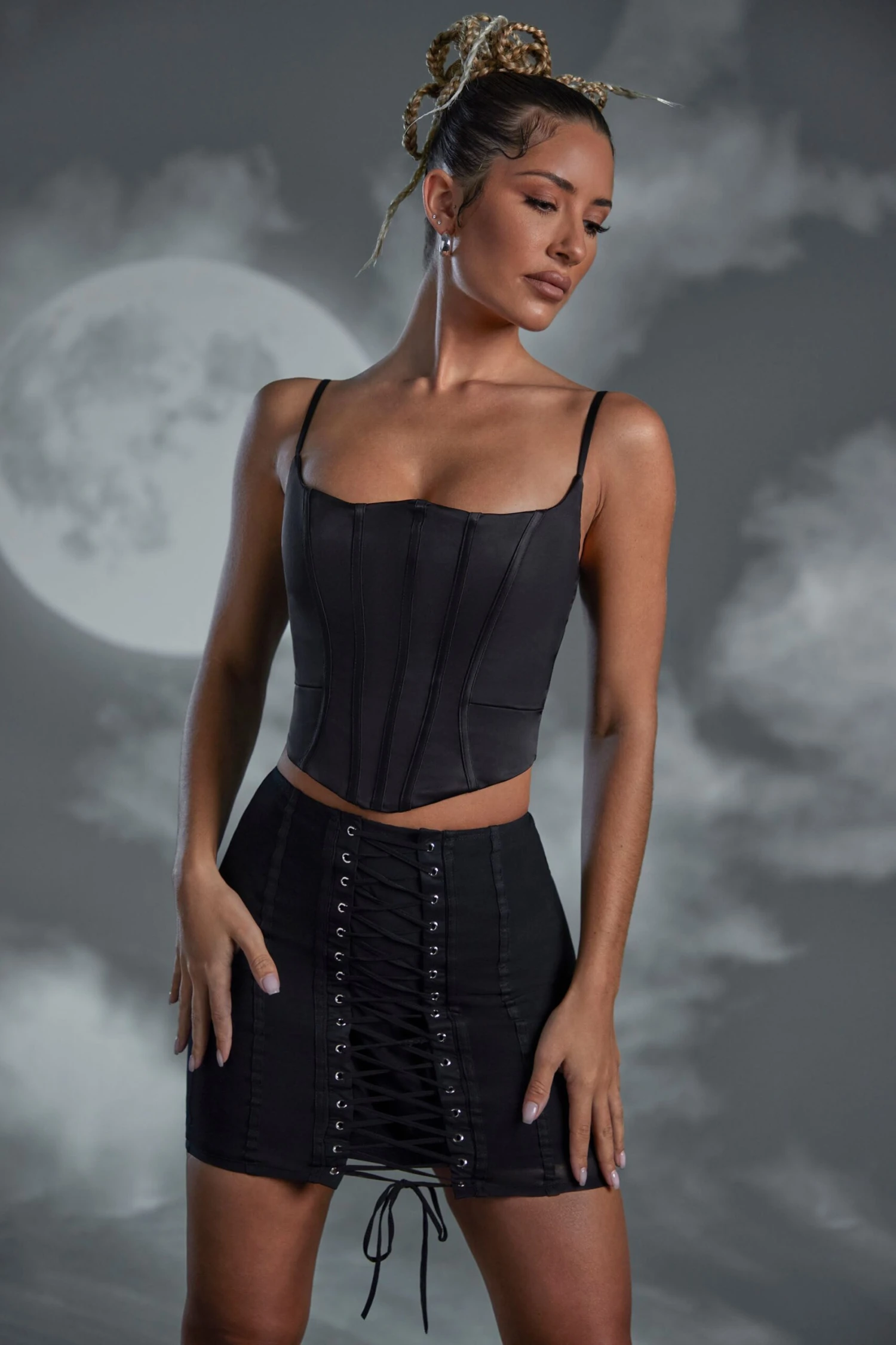 Lace Up Mini Skirt In Black 4 Lace Up Mini Skirt In Black - Image 4