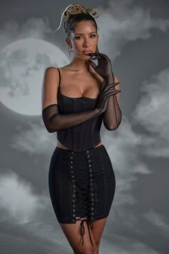 Lace Up Mini Skirt In Black 12 Lace Up Mini Skirt In Black -Sway Line Zone 6349 8 Black Lace Up Mini Skirt