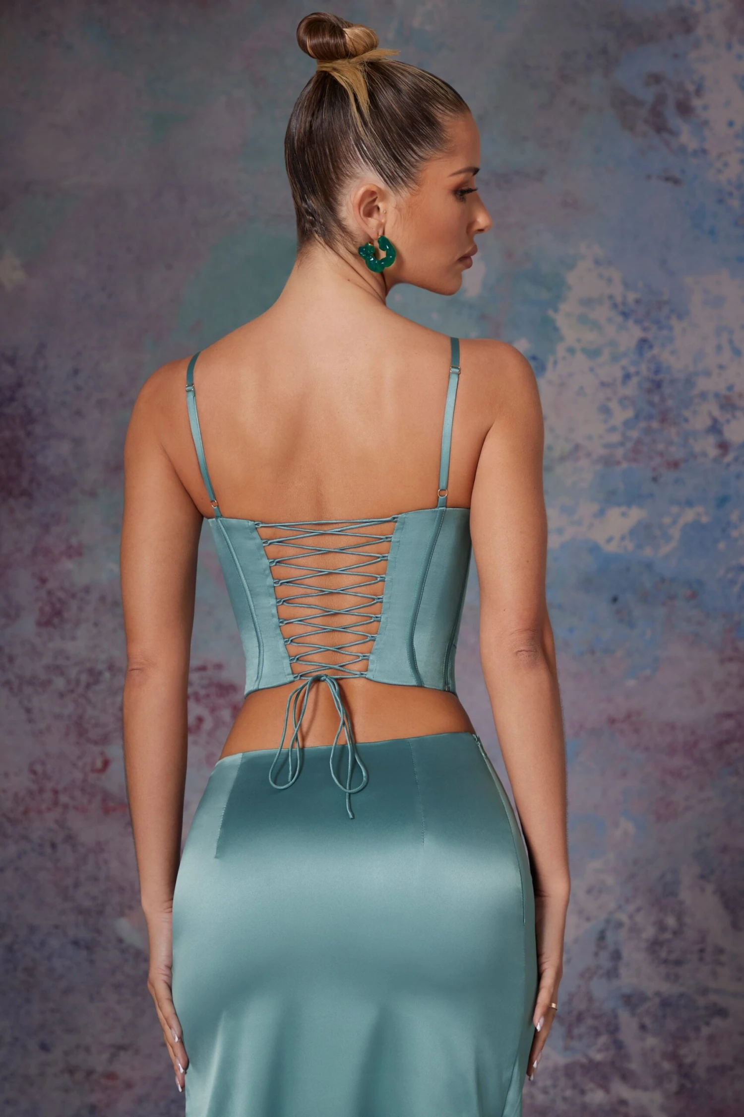Push Up Full Length Corset In Light Teal 2 Push Up Full Length Corset In Light Teal - Image 2