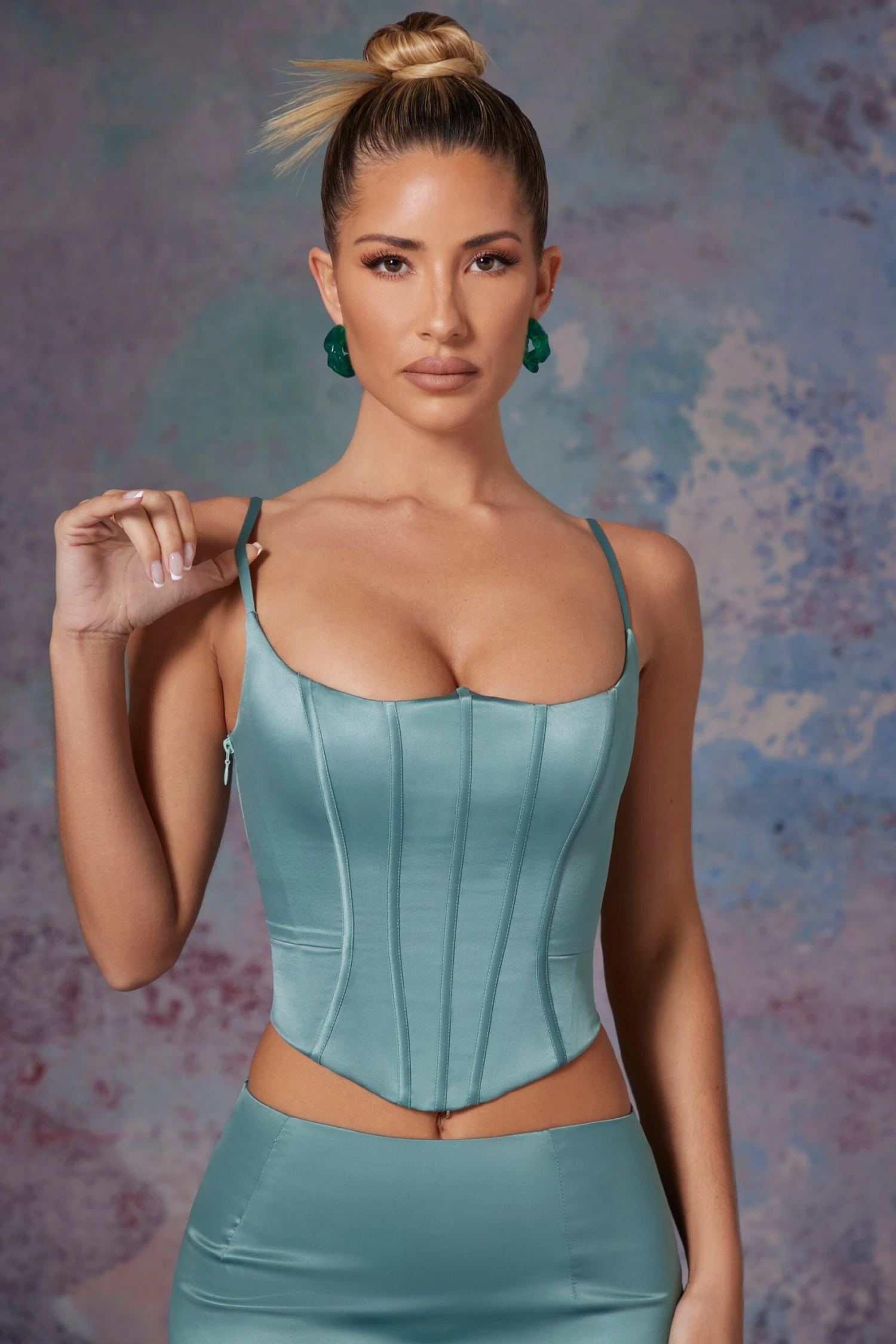 Push Up Full Length Corset In Light Teal 1 Push Up Full Length Corset In Light Teal