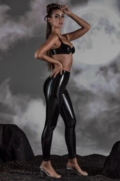 High Waist Vinyl Leggings In Black 9 High Waist Vinyl Leggings In Black -Sway Line Zone 6536 9 Black Vynil Leggings