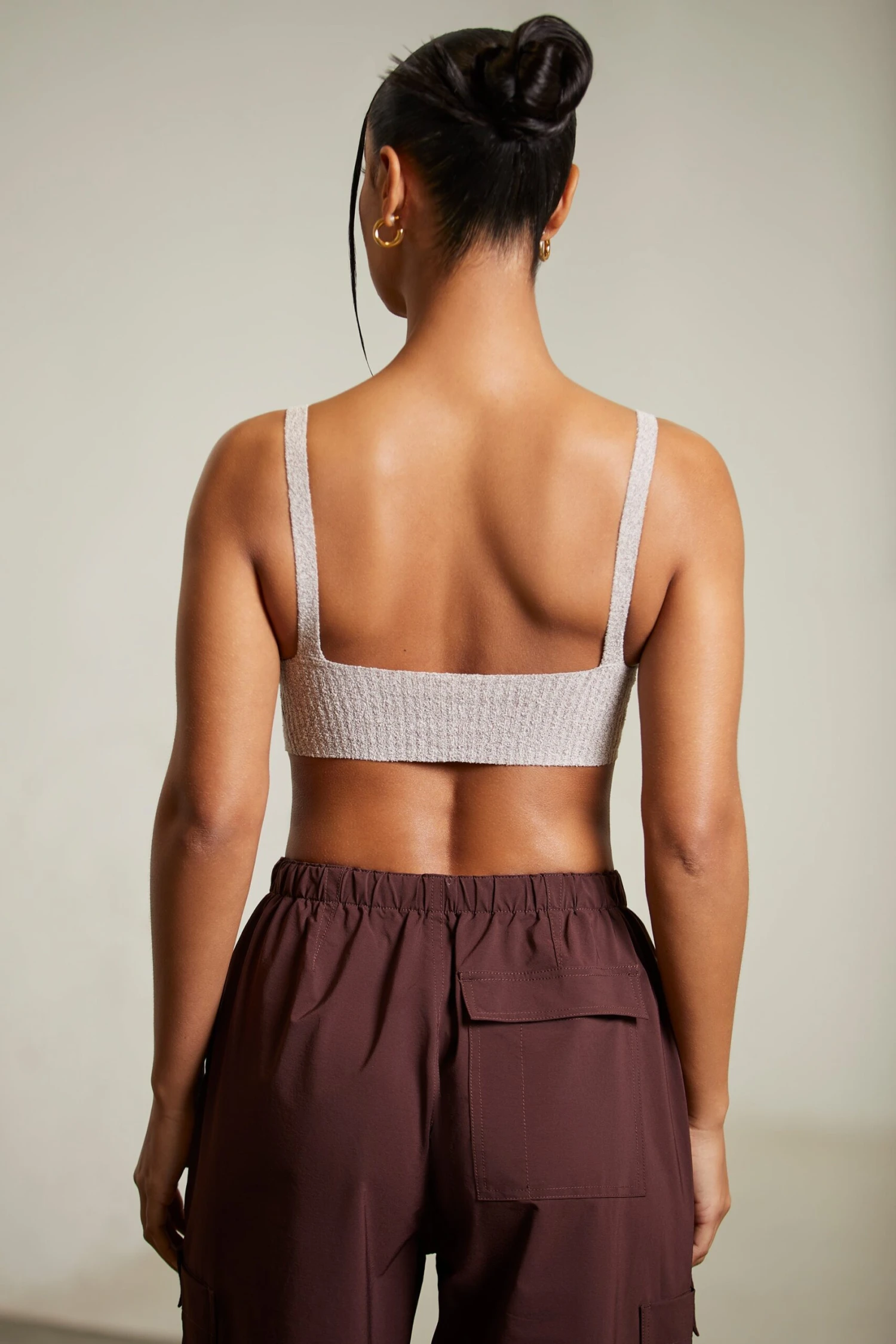 Curved Neck Crop Top In Mocha 2 Curved Neck Crop Top In Mocha - Image 2
