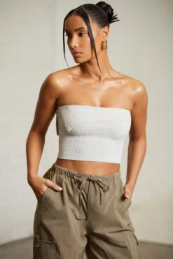 Overlap Bandeau Crop Top In Grey -Sway Line Zone 6713 6718 10 Alloy Green Overlap Bandeau Top Cargos