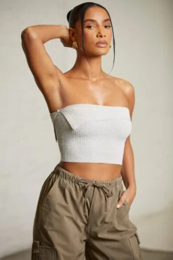 Overlap Bandeau Crop Top In Grey -Sway Line Zone 6713 6718 11 Alloy Green Overlap Bandeau Top Cargos
