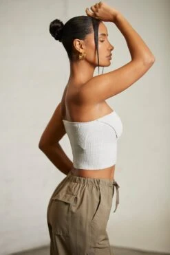 Overlap Bandeau Crop Top In Grey -Sway Line Zone 6713 6718 12 Alloy Green Overlap Bandeau Top Cargos