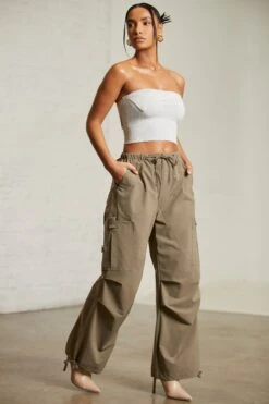 Wide Leg Cargo Trousers In Green -Sway Line Zone 6713 6718 15 Alloy Green Overlap Bandeau Top Cargos 645de82a 180a 4713 878a dce99a96d2d3
