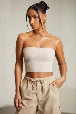 Overlap Bandeau Crop Top In Beige -Sway Line Zone 6713 6718 8 Praline Beige Overlap Bandeau Top Cargos