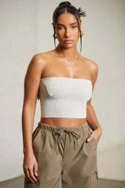Overlap Bandeau Crop Top In Grey -Sway Line Zone 6713 6718 9 Alloy Green Overlap Bandeau Top Cargos