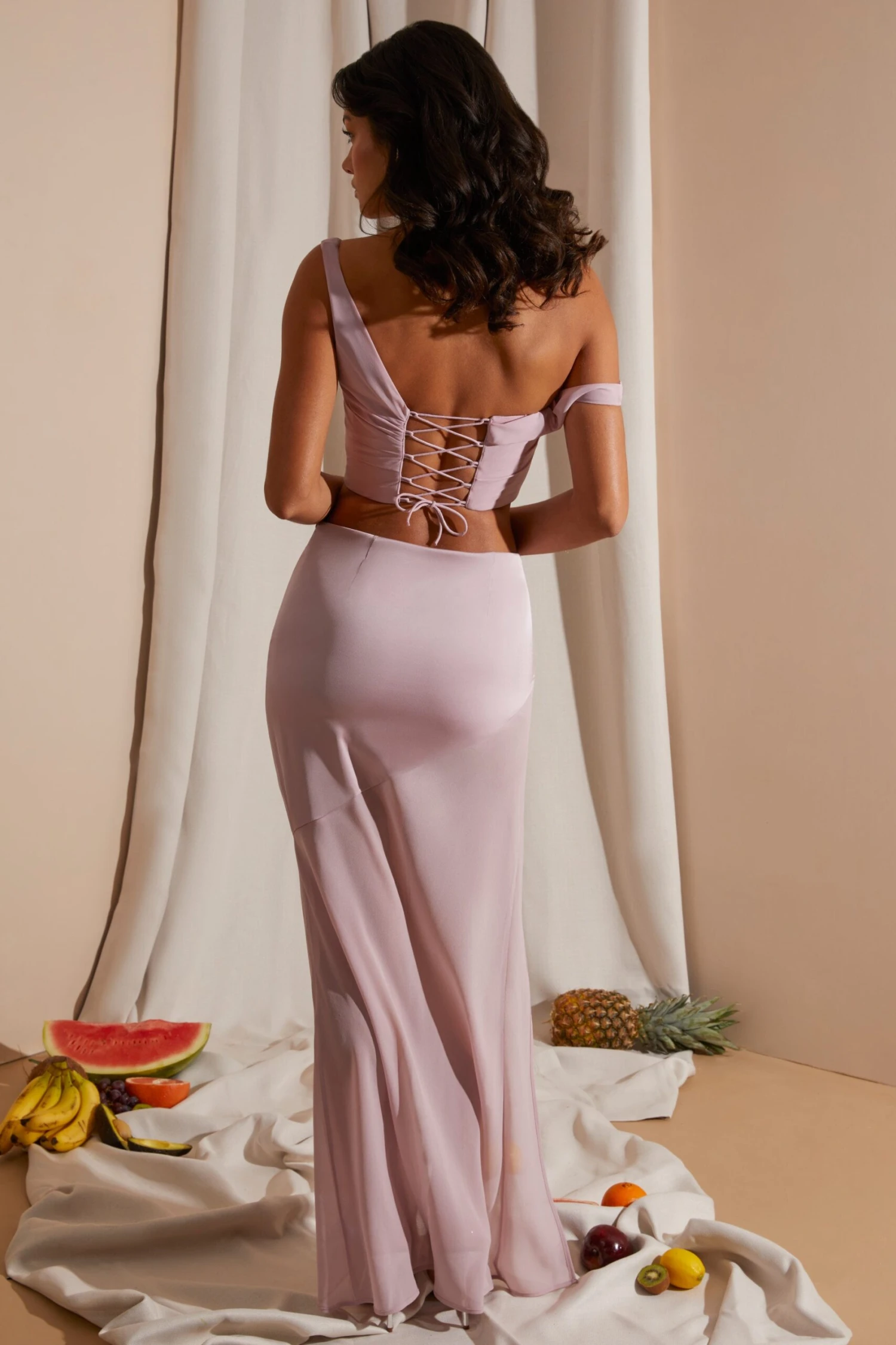 Mid Rise High Slit Maxi Skirt In Blush 2 Mid Rise High Slit Maxi Skirt In Blush - Image 2