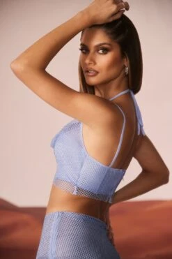 Embellished Cowl Neck Corset In Blue -Sway Line Zone 6926 6927 18 Blue Cowl Neck Corset Frill Top Skirt Strap Frill