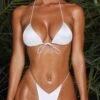 Ultra Thin Straps Thong Bikini Bottoms In White