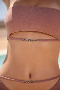 Cut Out Bandeau Bikini Top In Pink -Sway Line Zone NS0192 NS0201 2 Pink Cut Out Bandeau Top Cut Out Bikini Bottoms