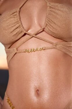Cross Strap Bikini Top In Gold -Sway Line Zone NS0196 NS0186 7 Yazhi Gold Cross Strap Top Asymmetric Bikini Bottoms 73a1fbf8 1f41 4bf8 a240 9722fdc159b3