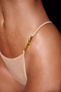 Triangle Thong Bikini Bottoms In Gold 17 Triangle Thong Bikini Bottoms In Gold -Sway Line Zone NS0233 NS0234 6 Sakuri Gold Triangle Bikini Top and bottoms