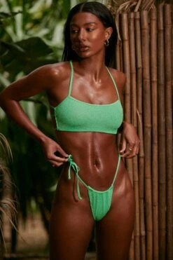 Strappy Scoop Bikini Top In Seafoam Green