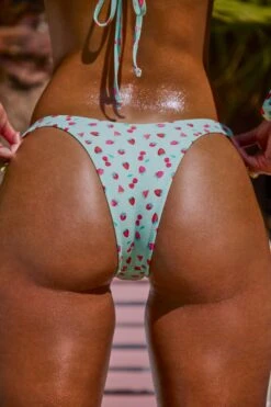 Micro Low Dipped Cheeky Bottom In Mint Fruit Print -Sway Line Zone NS0324 NS0325 6 Mint Fruit Print Micro Scoop Bandeau Top Micro Low Dipped Cheeky Bottoms