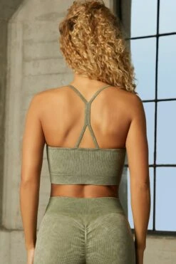 Seamless Sweetheart Neckline Sports Bra In Khaki -Sway Line Zone bt0332 bt0335 10 khaki sweetheart bust ruched butt leggings