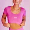 Mindset Seamless Scoop Neck Crop Top In Pink