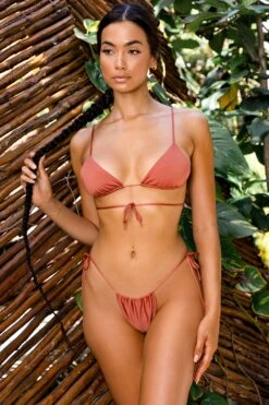 Micro Thong Bikini Bottoms In Rust -Sway Line Zone gg0005 9 retreat brown cross back bikini thong set 3