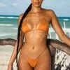 Warmth Ring Detail Thong Bikini Bottoms In Orange