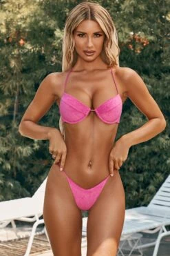 Kannitha Underwired Cross Back Bikini Top In Pink -Sway Line Zone ns0008 3 kannitha pink strappy teddy bikini set 1
