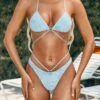 Jorani Hoop Detail High Waisted Bikini Bottoms In Blue