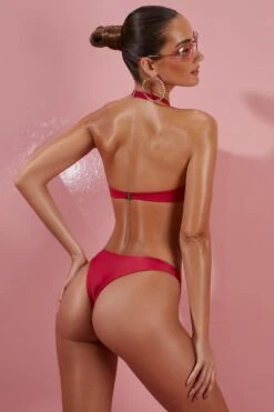 Give Me Fever Ruched Twist Bikini Top In Berry 11 Give Me Fever Ruched Twist Bikini Top In Berry -Sway Line Zone ns0042 6 berry twist front halter ruched bikini set