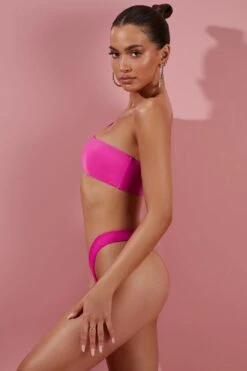 One Shoulder Bikini Top In Dark Pink 11 One Shoulder Bikini Top In Dark Pink -Sway Line Zone ns0064 6 dark pink assymetrical strap bikini top swimwear set 1