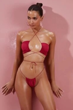 Cut Out Cross Bikini Top In Berry 17 Cut Out Cross Bikini Top In Berry -Sway Line Zone ns0065 7 in your dreams berry cross over ruched tanning bikini srt