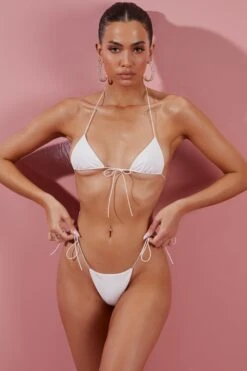 Thong Bikini Bottoms In Ivory -Sway Line Zone ns0066 4 ivory bikini two piece set 1